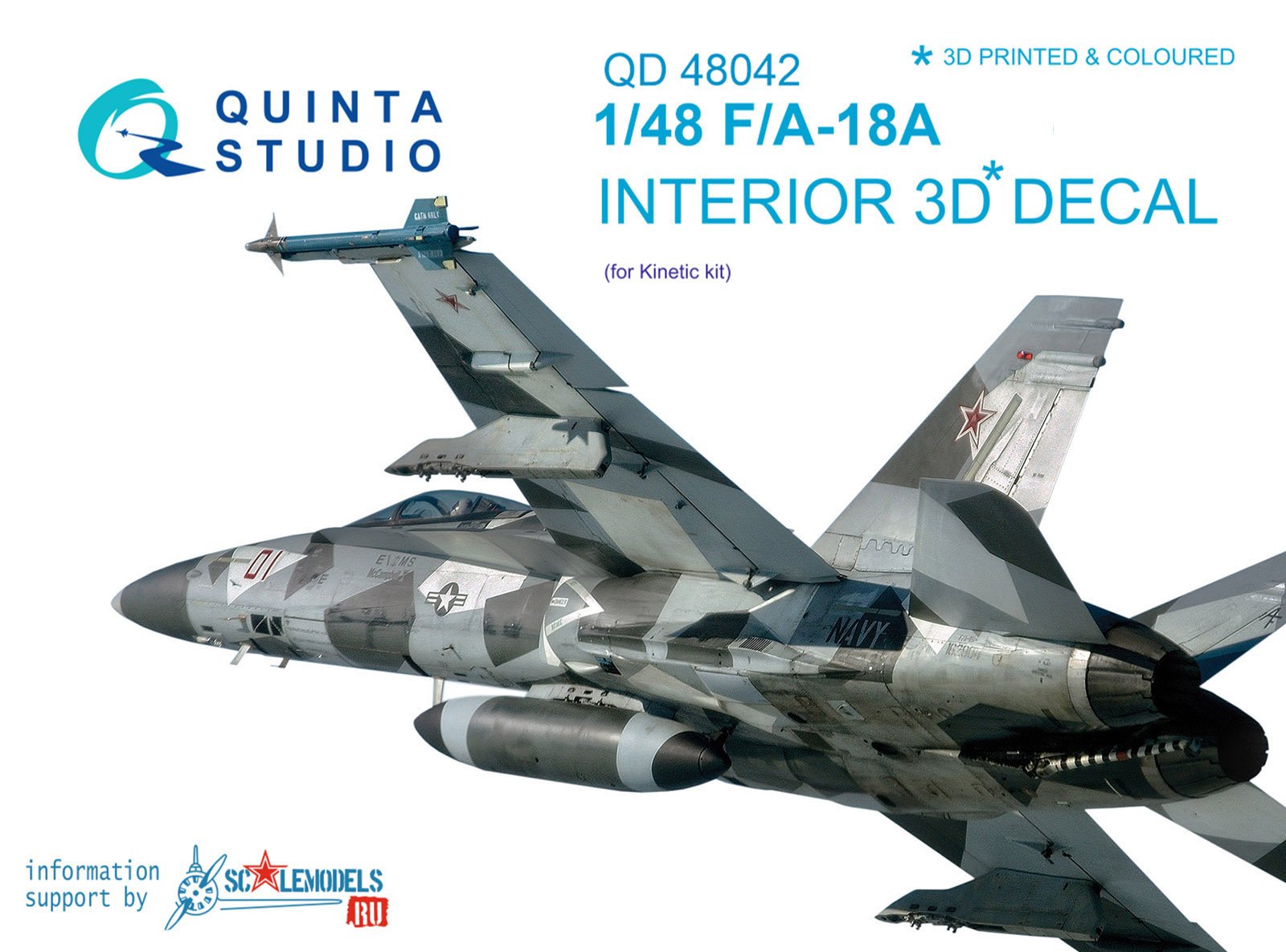 QD48042  декали  3D Декаль интерьера кабины F/A-18A (Kinetic)  (1:48)