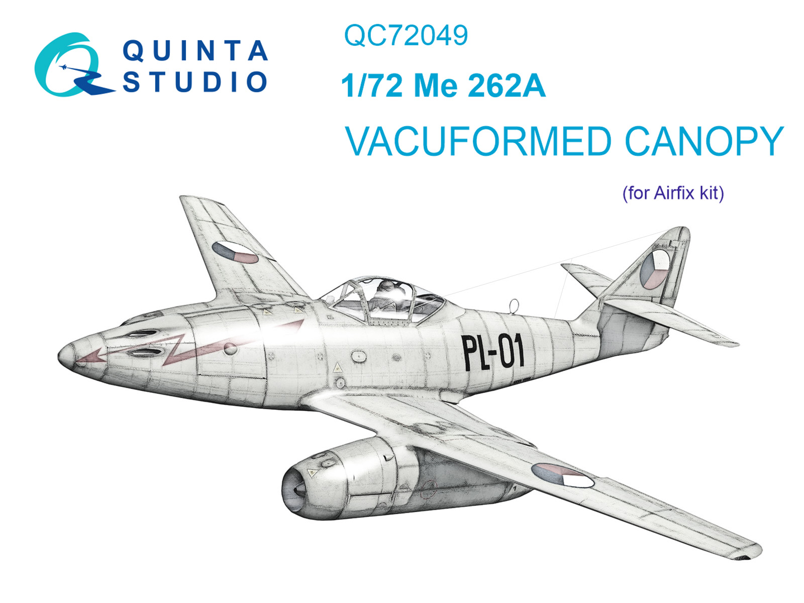 QC72049  дополнения из пластика  Набор остекления для модели Me-262A (Airfix)  (1:72)