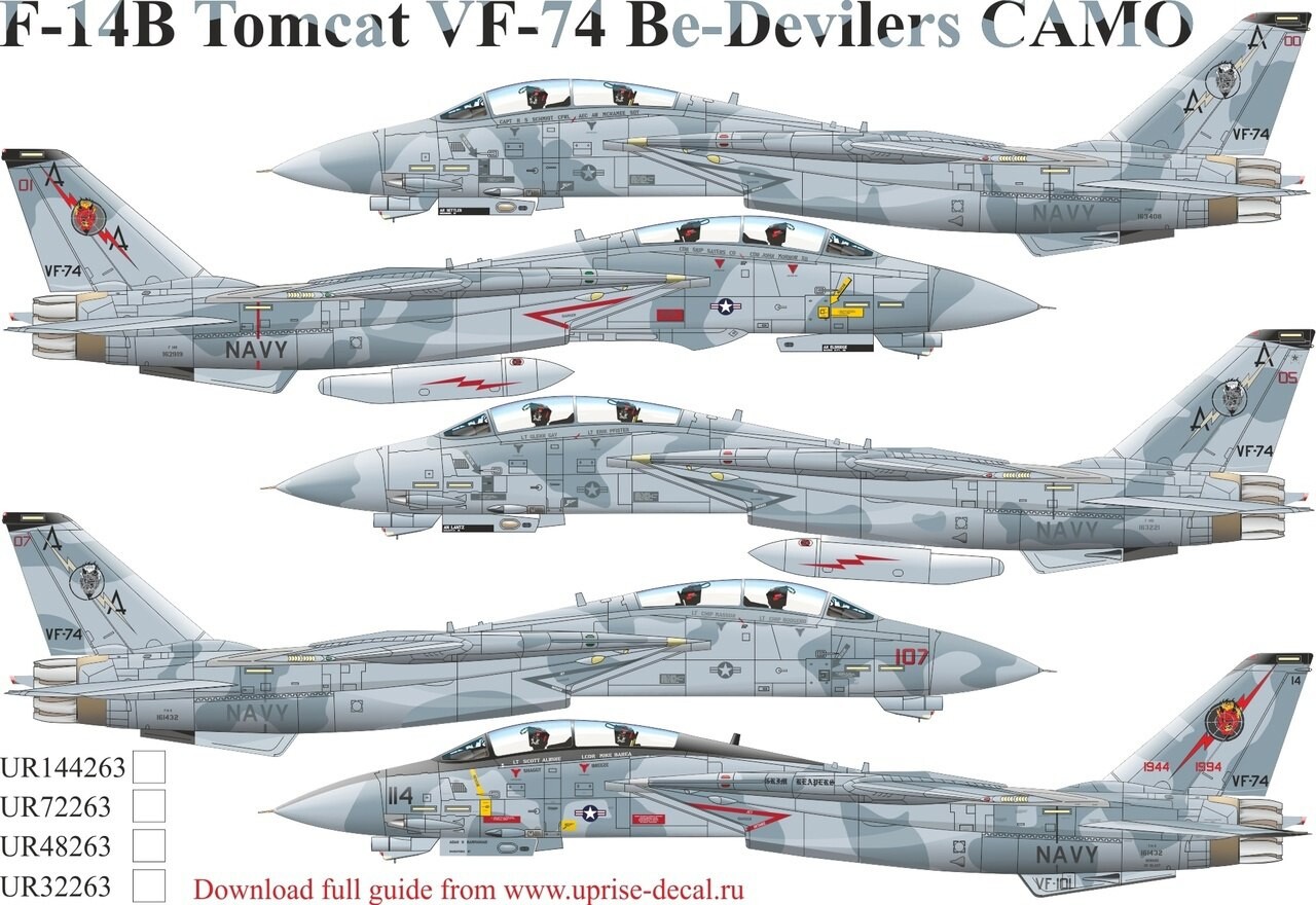 UR48263 декали F-14B Tomcat VF-74 Be-Devileres Camo  (1:48)