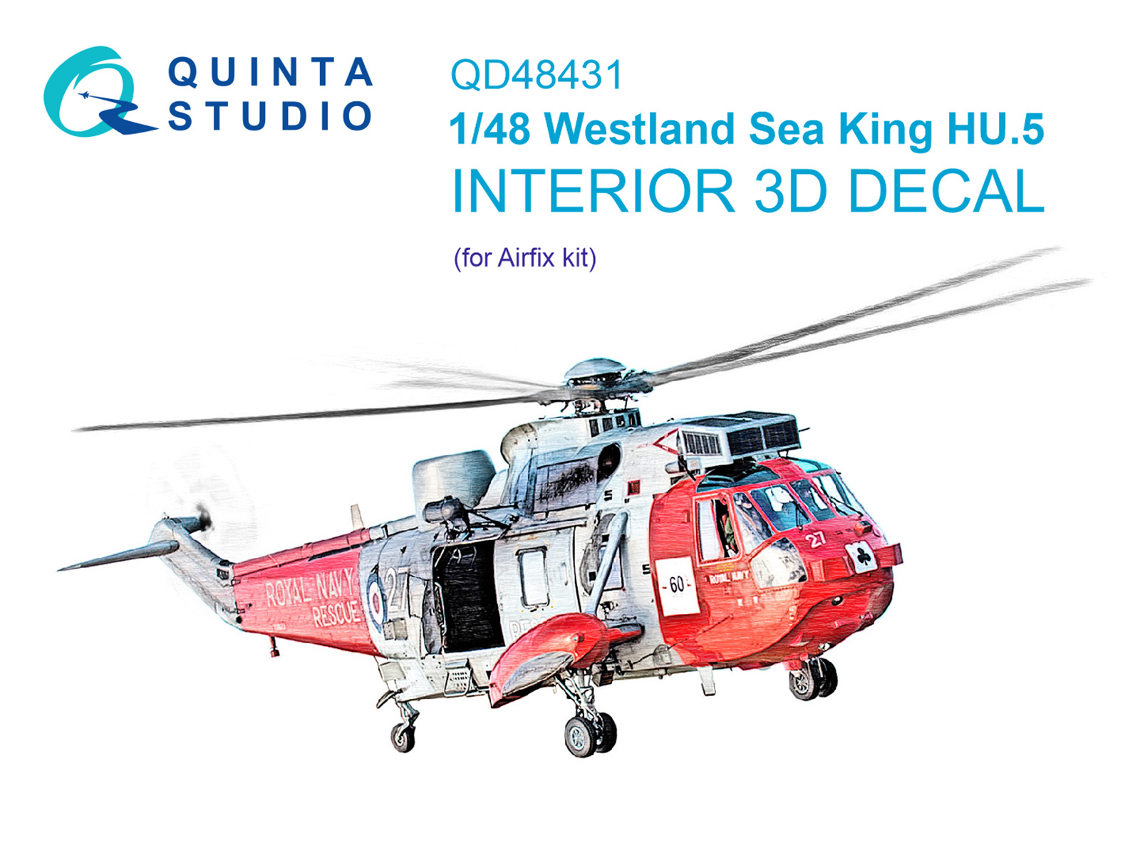 QD48431  декали   3D Декаль интерьера кабины Westland Sea King HU.5 (Airfix)  (1:48)