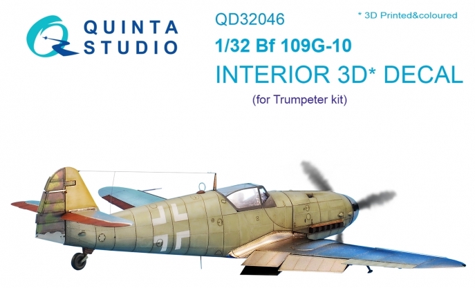 QD32046  декали  3D Декаль интерьера кабины Bf 109G-10 (Trumpeter)  (1:32)