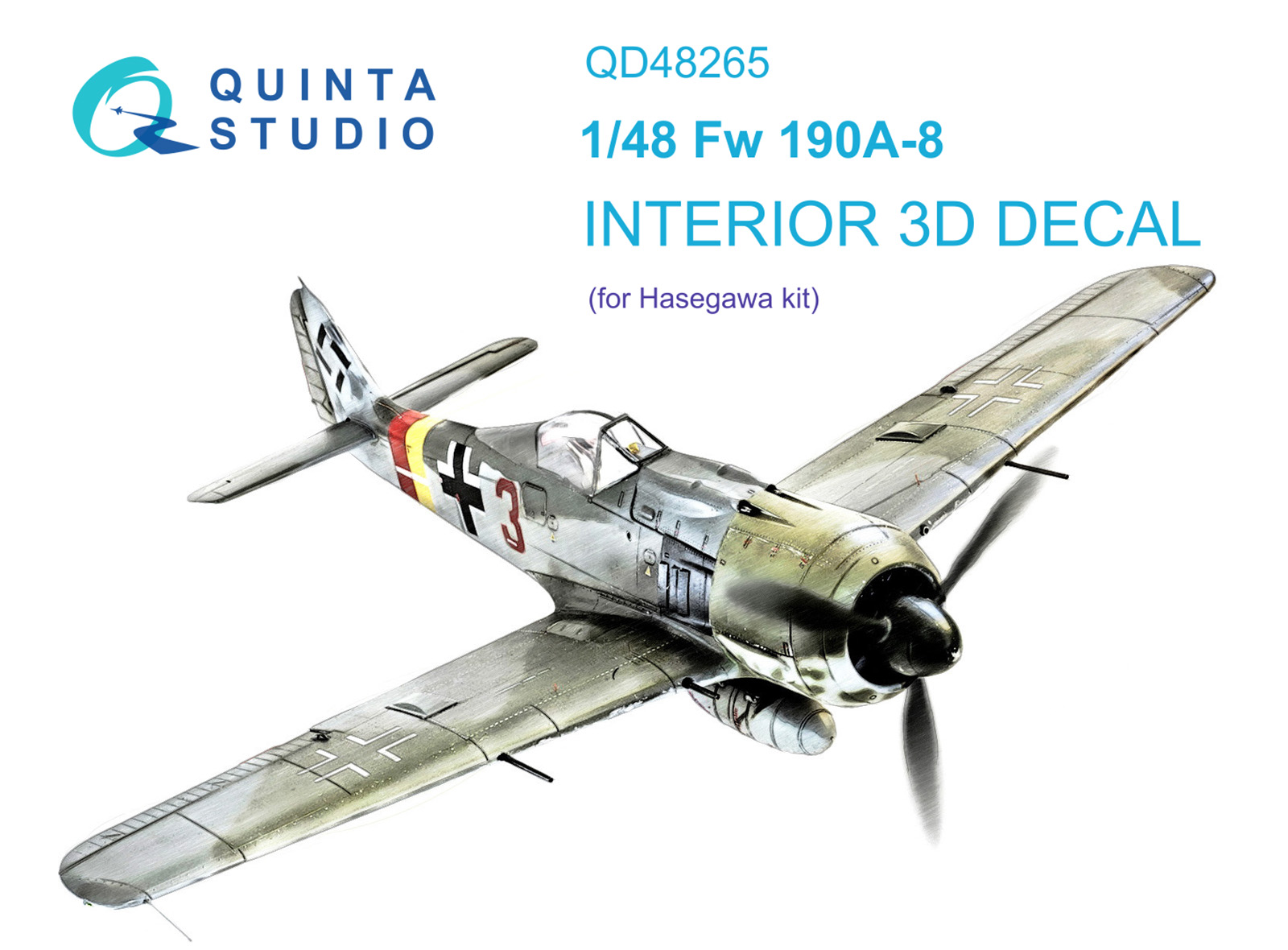 QD48265  декали   3D Декаль интерьера кабины Fw 190A-8 (Hasegawa)  (1:48)