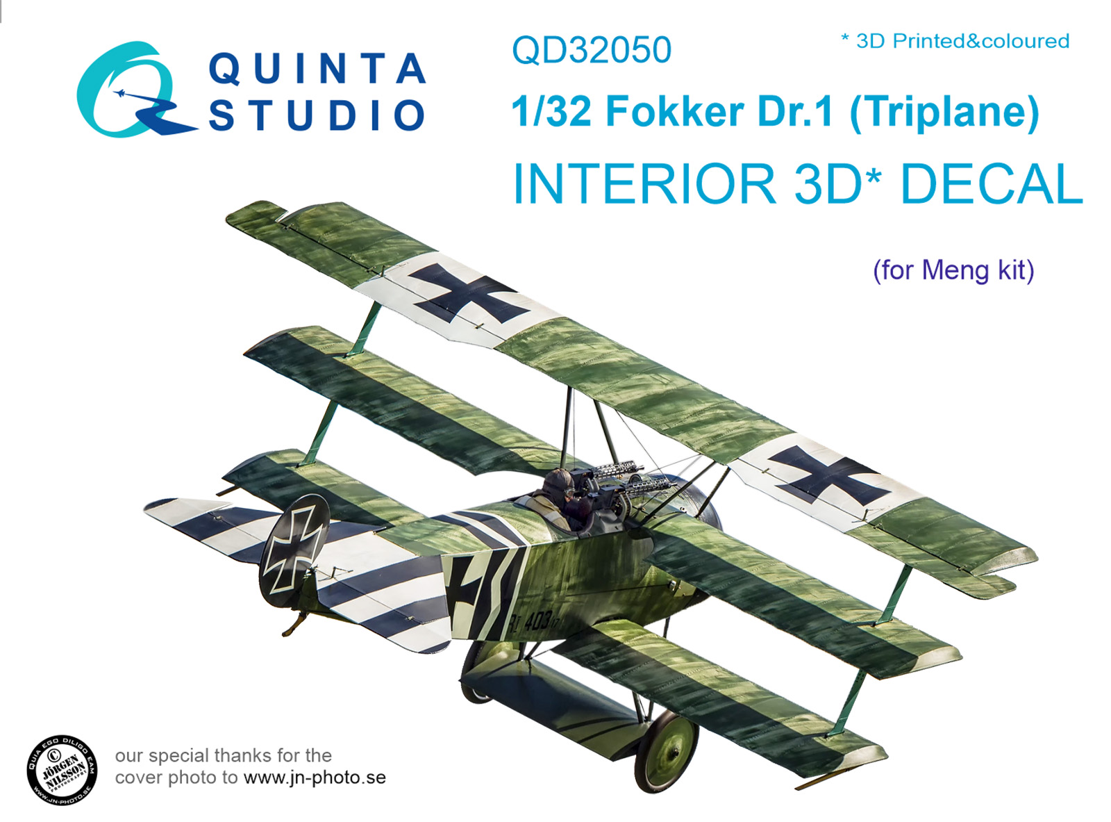 QD32050  декали  3D Декаль интерьера кабины Fokker Dr. 1 (Meng)  (1:32)