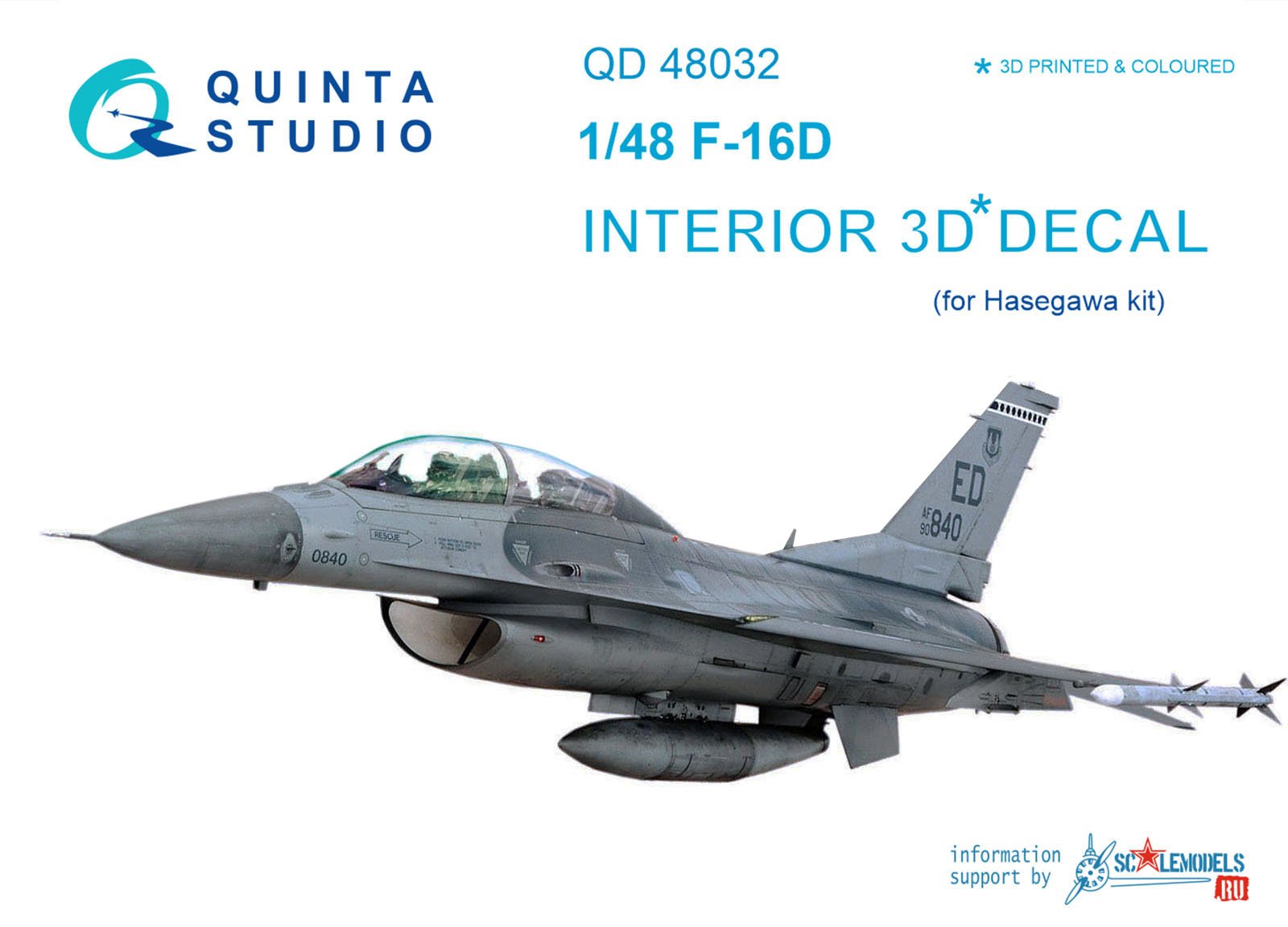 QD48032  декали  3D Декаль интерьера кабины F-16D (Hasegawa)  (1:48)