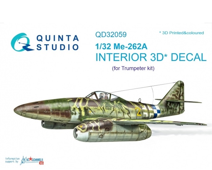 QD32059  декали  3D Декаль интерьера кабины Me-262A (Trumpeter)  (1:32)