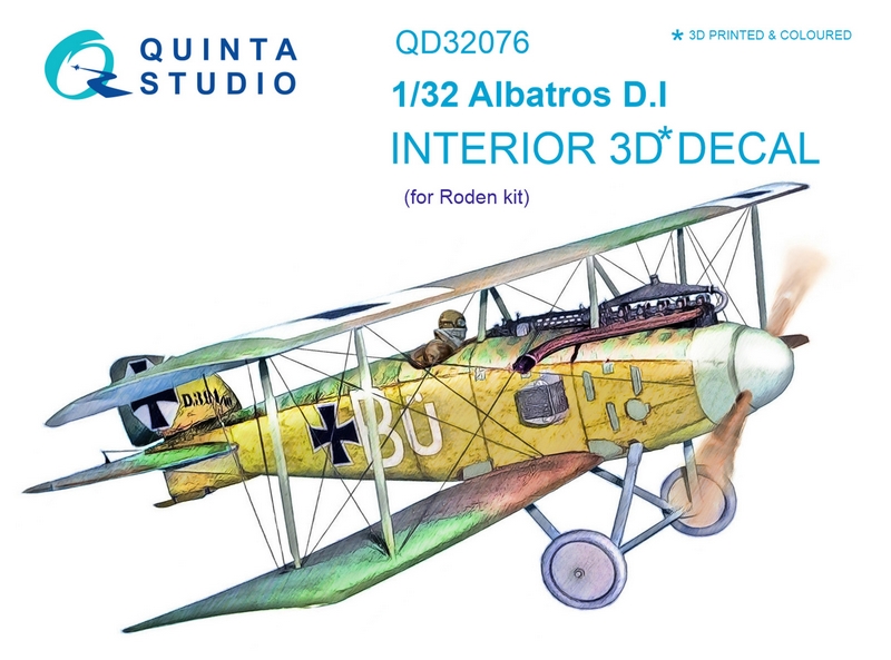 QD32076  декали  3D Декаль интерьера кабины Albatros D.I (для модели Roden)  (1:32)