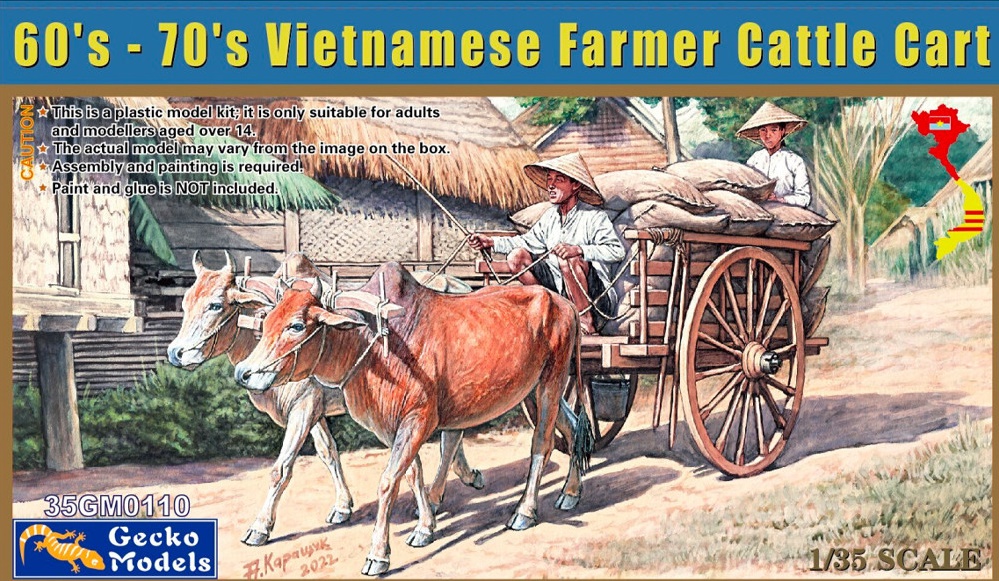 35GM0110  фигуры  60's-70's Vietnamese Farmer Cattle Cart  (1:35)