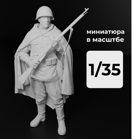 DMS350001  фигуры  Советский солдат в плаще (пехотинец) с винтовкой Мосина  (1:35)