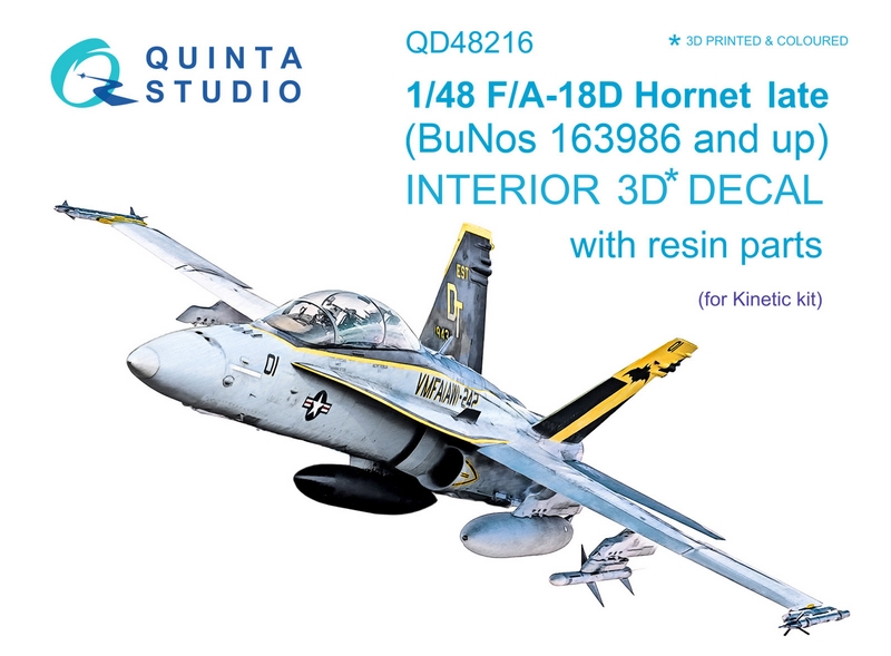 QD48216  декали  3D Декаль интерьера кабины F/A-18D Late (Kinetic)  (1:48)