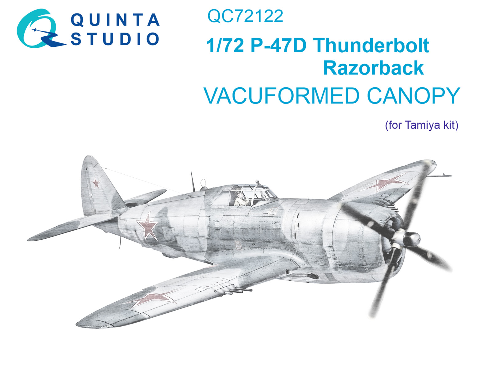 QC72122  дополнения из пластика  Набор остекления P-47D Thunderbolt Razorback (Tamiya)  (1:72)