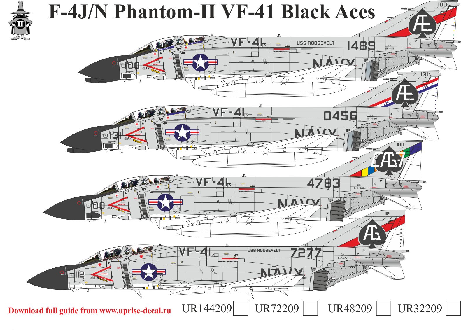 UR48209  декали  F-4N/J Phantom-II VF-41  (1:48)