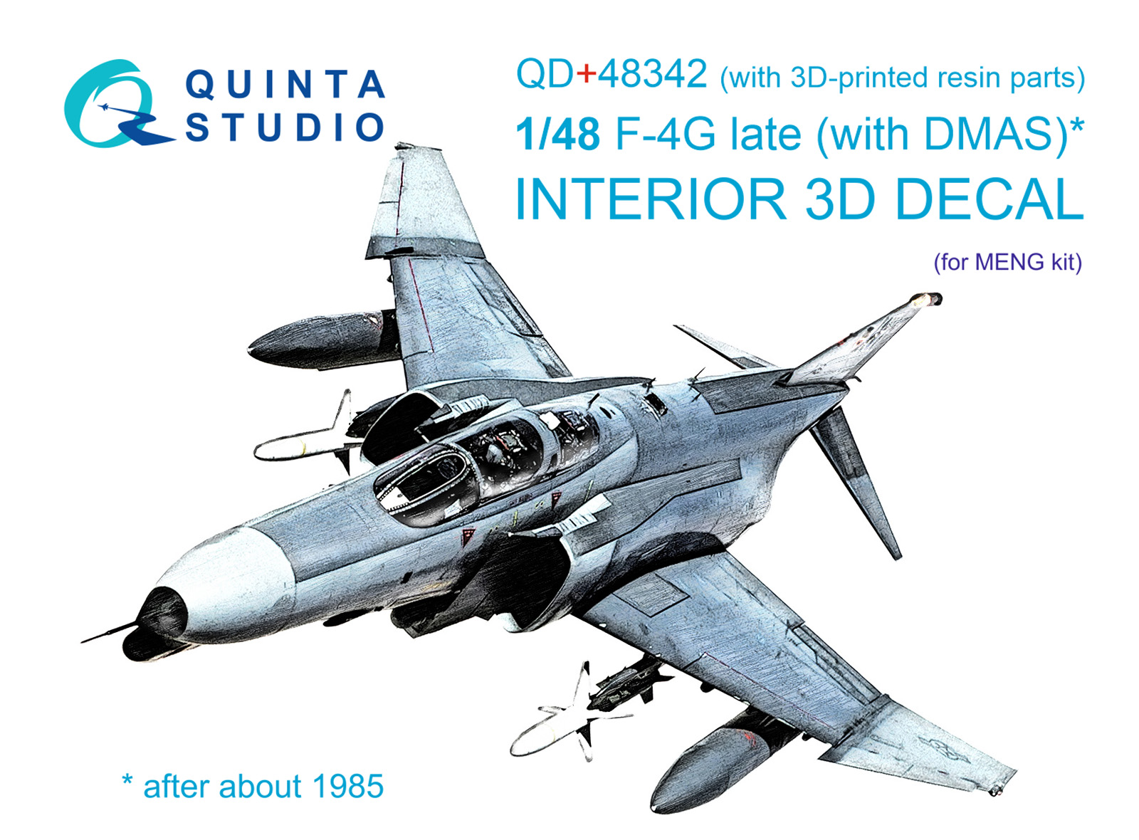 QD+48342  декали  3D Декаль интерьера кабины F-4G late (Meng) (с 3D-печатными деталями)  (1:48)