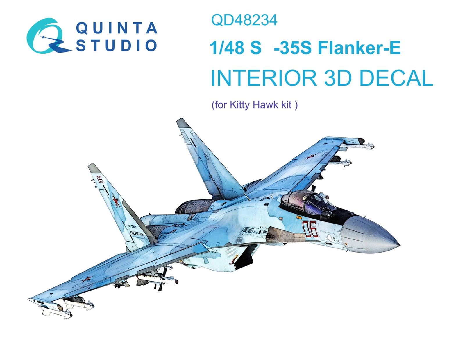 QD48234  декали  3D Декаль интерьера кабины Su-35S (KittyHawk)  (1:48)