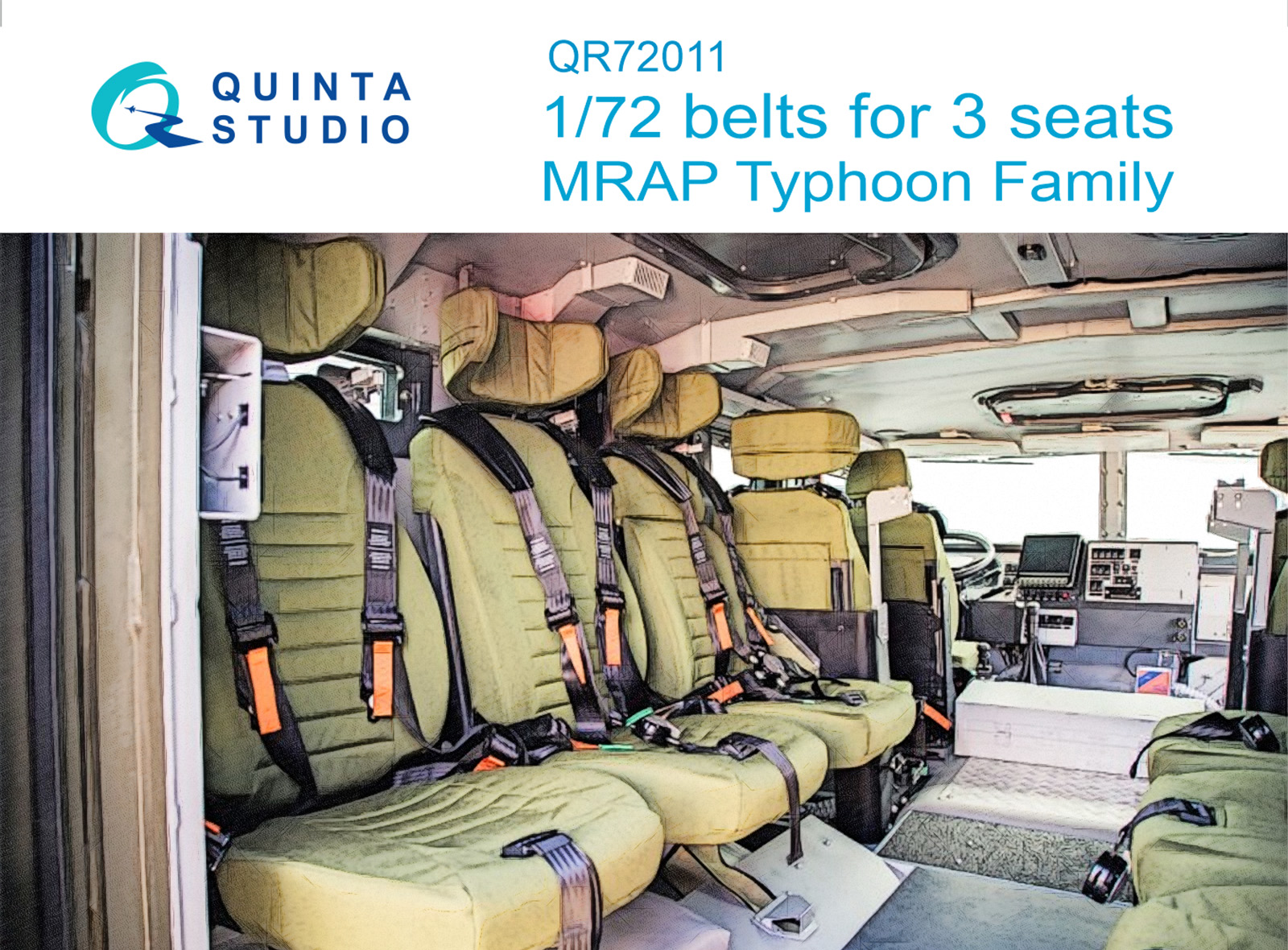QR72011  декали  Комплект ремней на три кресла для бронеавтомобилей Тайфун (Для всех моделей) (1:72)