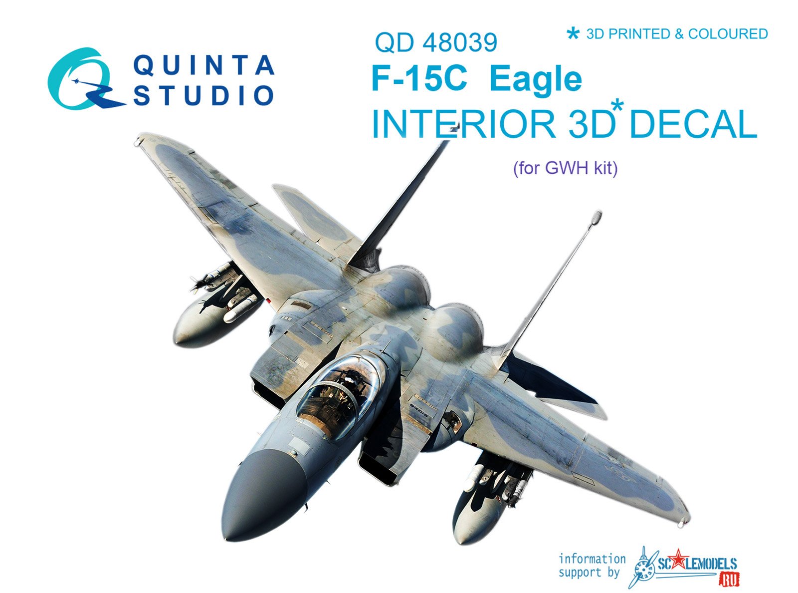 QD48039  декали  3D Декаль интерьера кабины F-15C (GWH)  (1:48)