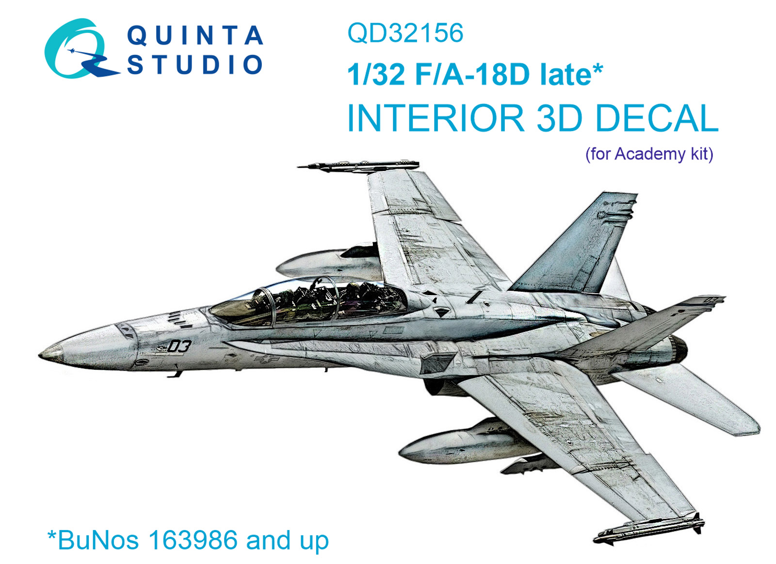 QD32156  декали  3D Декаль интерьера кабины F/A-18D late (Academy)  (1:32)
