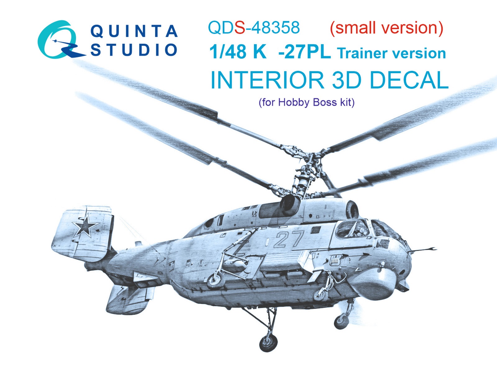 QDS-48358  декали 3D Декаль интерьера кабины  Ка-27ПЛ (Hobby Boss) (Малая версия)  (1:48)