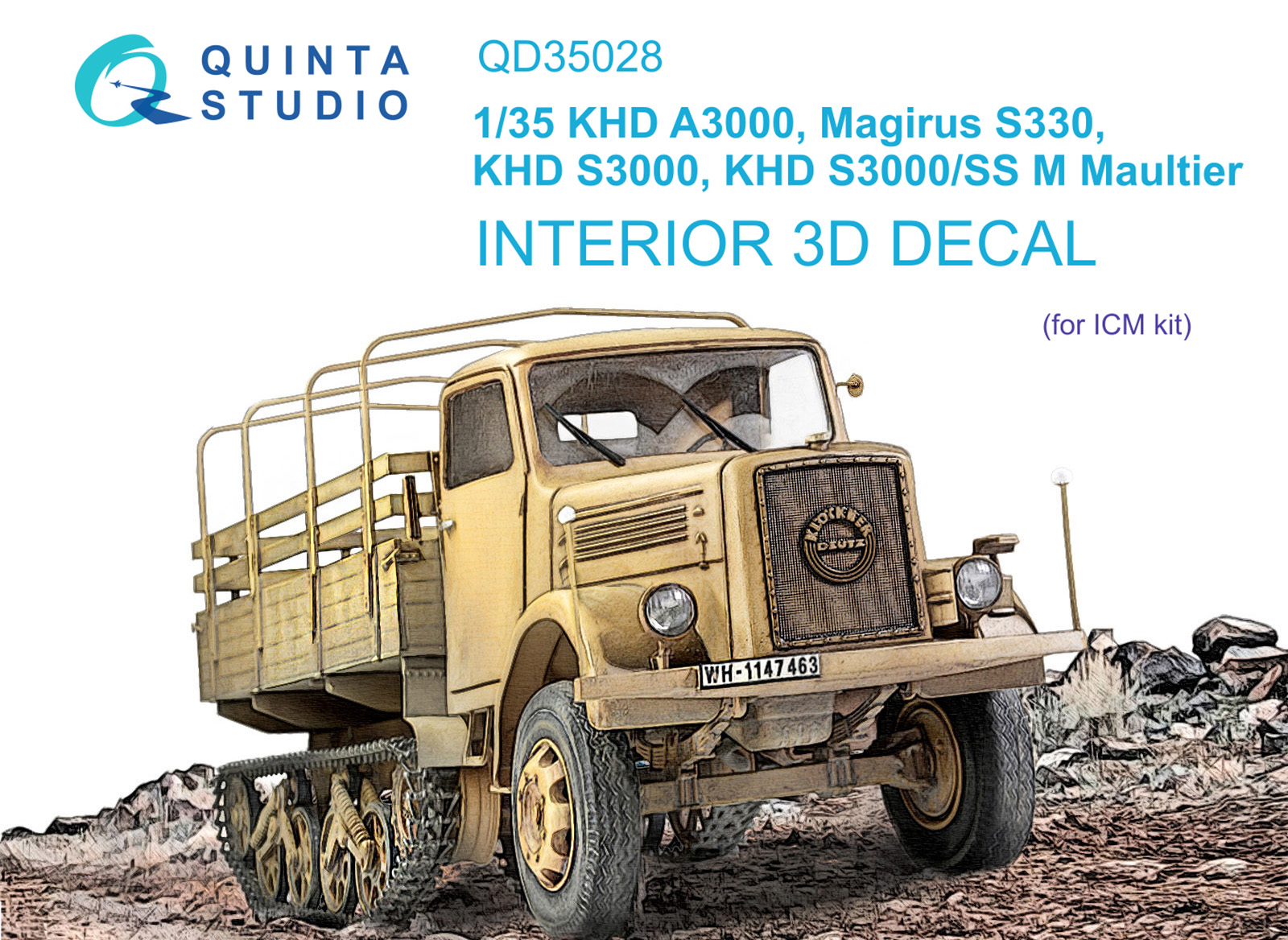 QD35028  декали  3D Декаль интерьера кабины KHD A3000, MagirusS330, KHD S3000  (1:35)