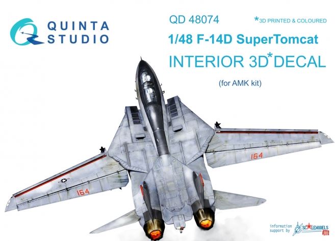 QD48074  декали  3D Декаль интерьера кабины F-14D (AMK)  (1:48)