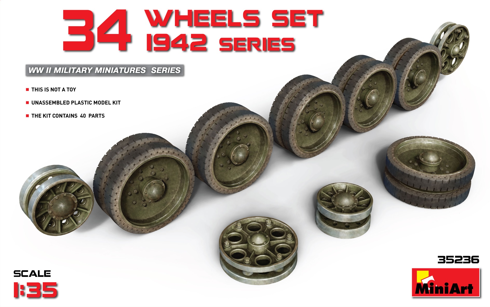 35236  дополнения из пластика  Танк-34 WHEELS SET 1942 series  (1:35)