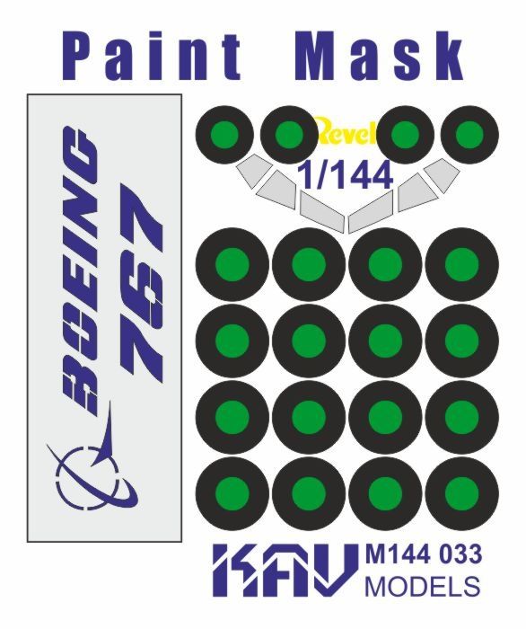 KAV M144 033  инструменты для работы с краской  Окрасочная маска на Boeing 767 (Revell)  (1:144)