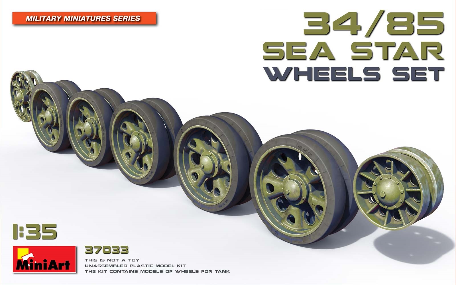 37033  дополнения из пластика  Танк-34/85 SEA STAR Wheels Set  (1:35)