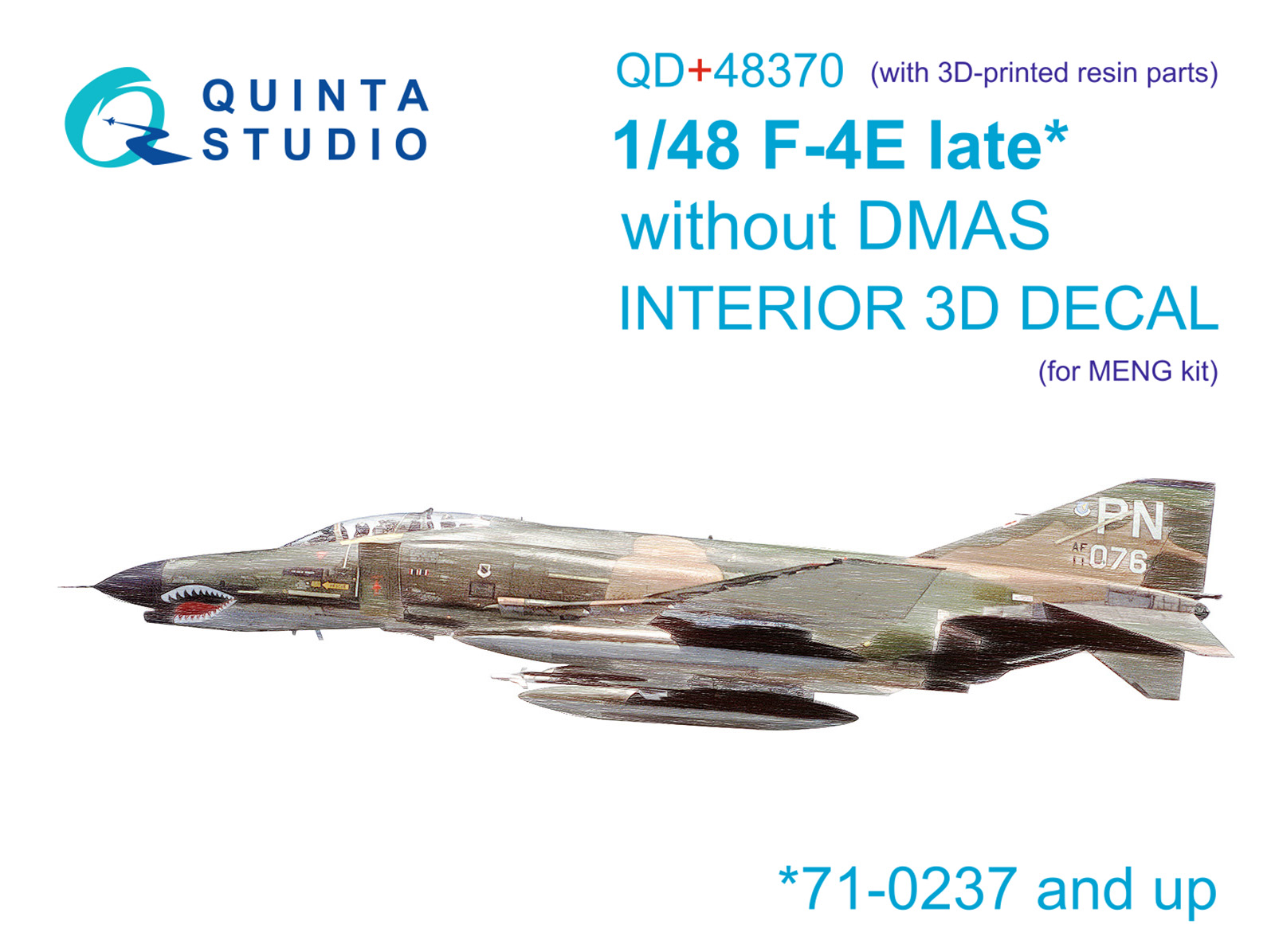 QD+48370  декали  3D Декаль интерьера кабины F-4E late без DMAS (Meng) (с 3D- деталями)  (1:48)