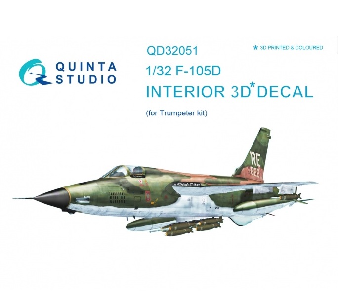 QD32051  декали  3D Декаль интерьера кабины F-105D (Trumpeter)  (1:32)