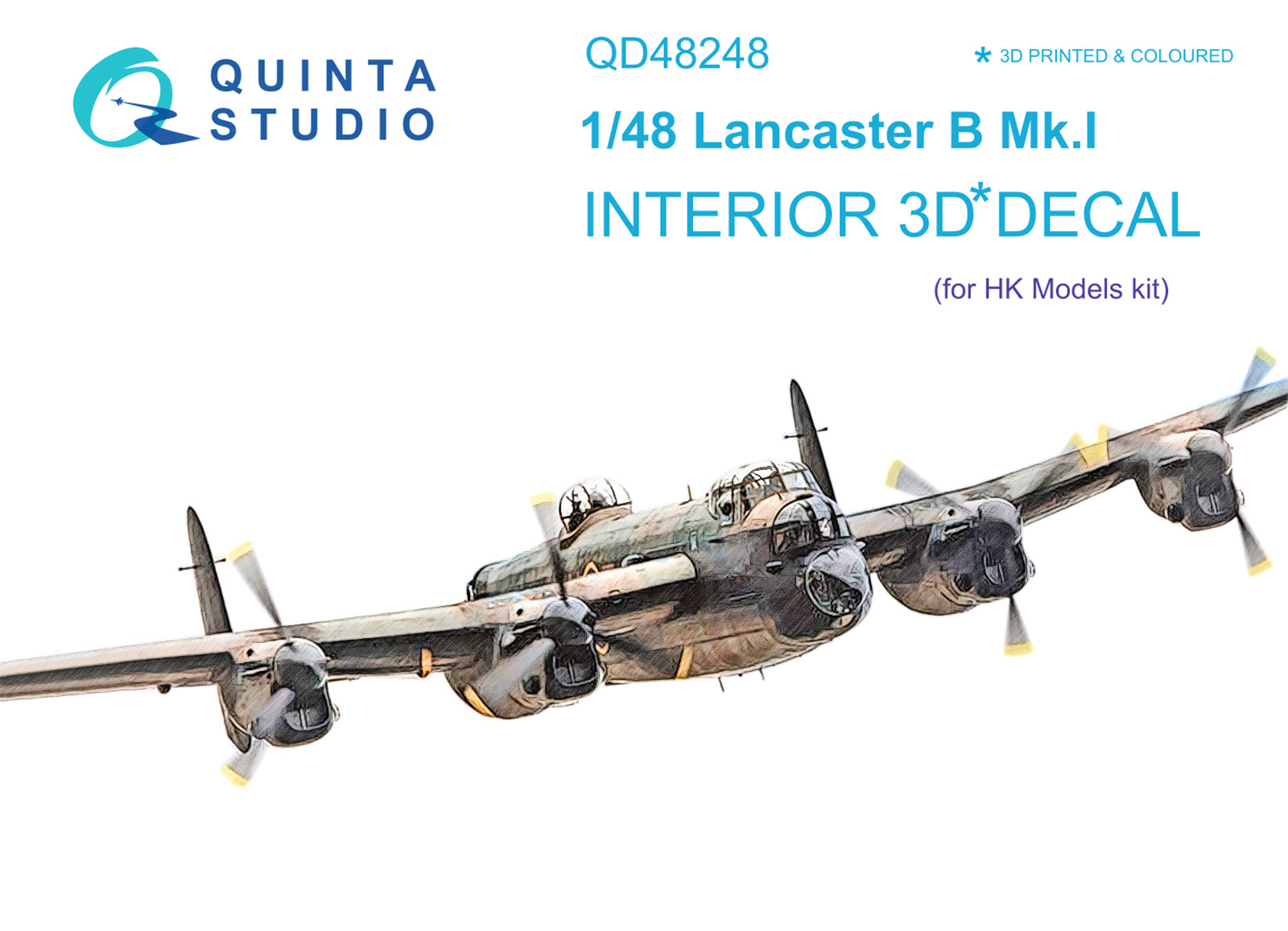 QD48248  декали  3D Декаль интерьера кабины Lancaster B Mk.I (HK Models)  (1:48)