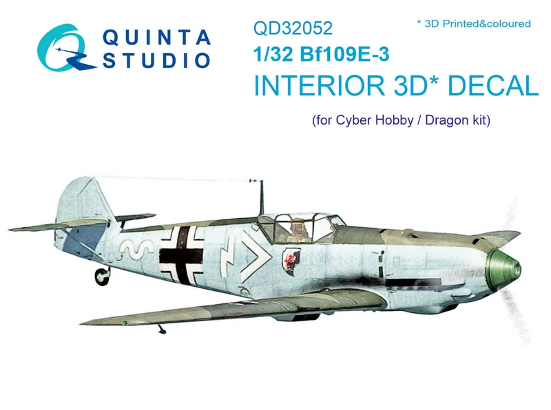 QD32052  декали  3D Декаль интерьера кабины Bf 109E-3 (для модели Cyber-hobby/Dragon)  (1:32)