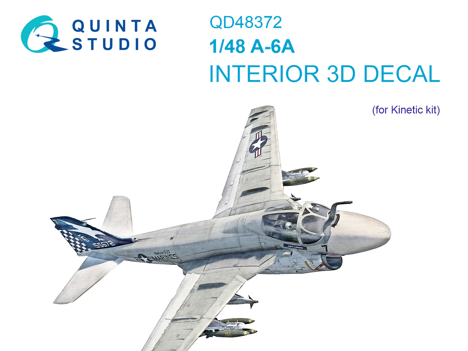 QD48372  декали  3D Декаль интерьера кабины A-6A (Kinetic)  (1:48)