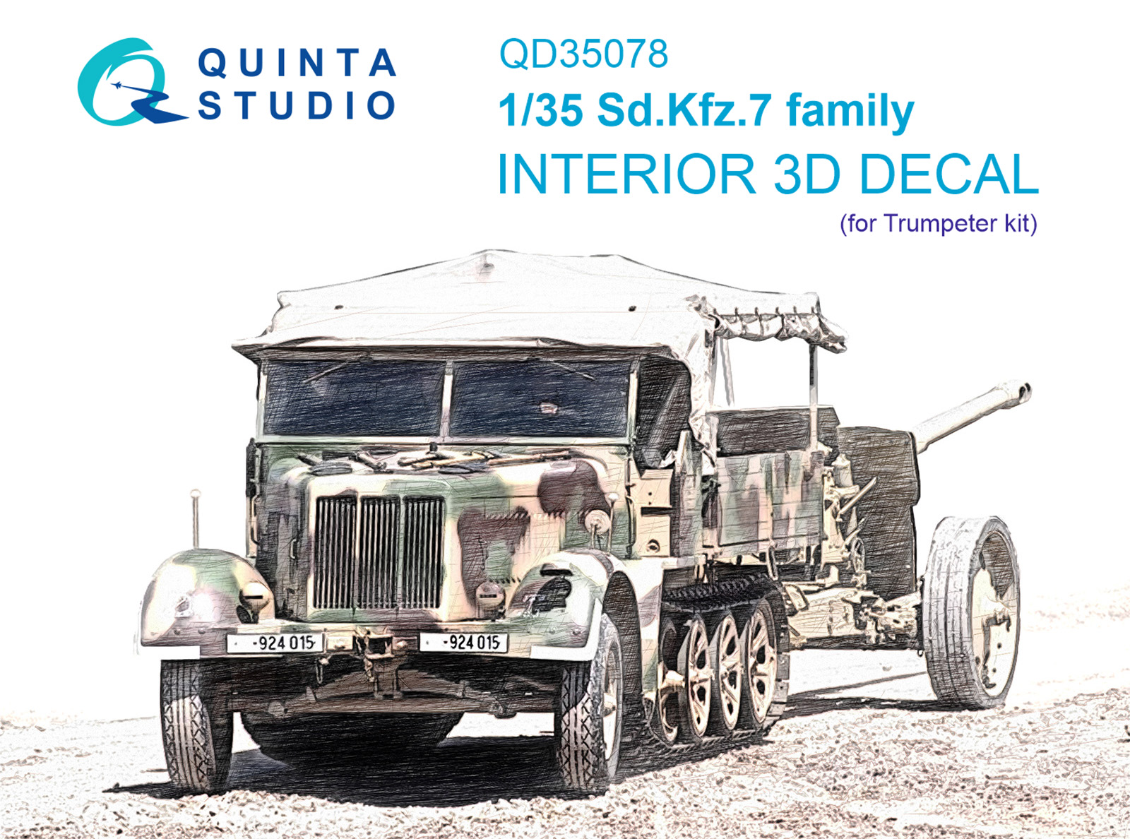 QD35078  декали  3D Декаль интерьера кабины Sd.Kfz.7 family (Trumpeter)  (1:35)