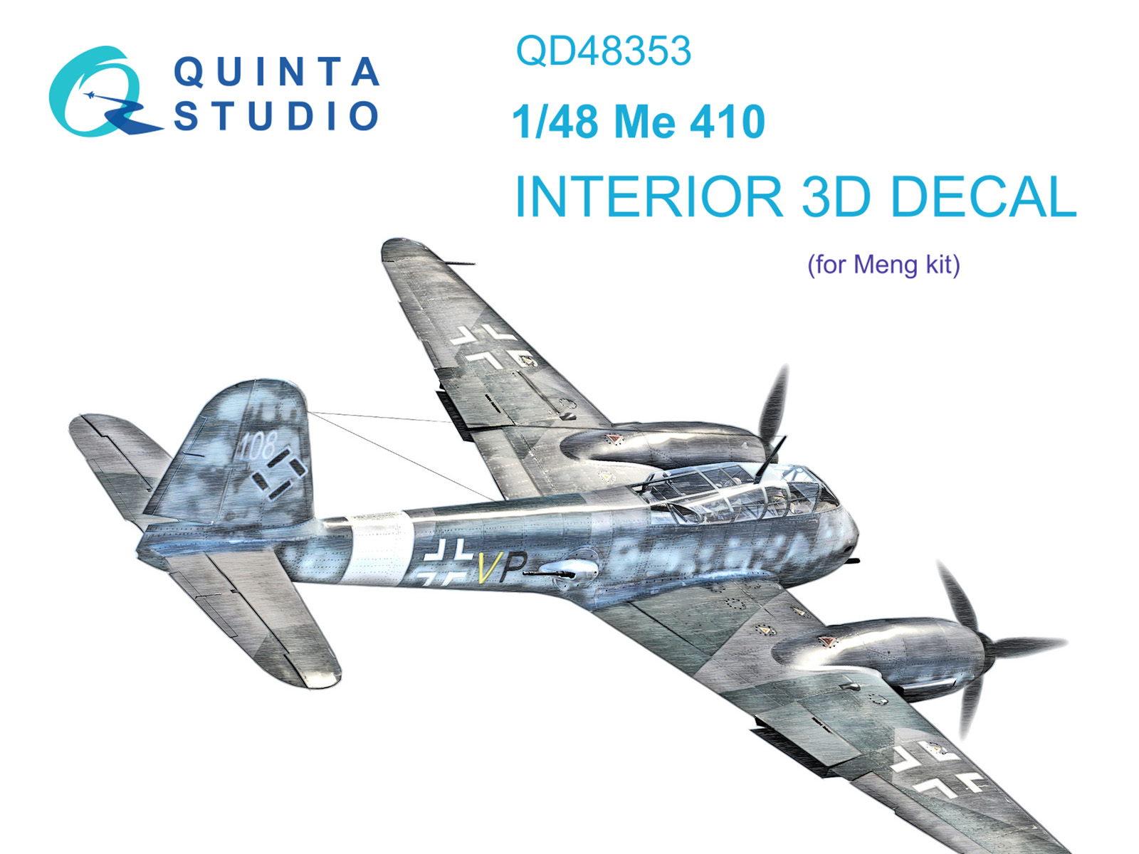 QD48353  декали  3D Декаль интерьера кабины Me 410 (Meng)  (1:48)