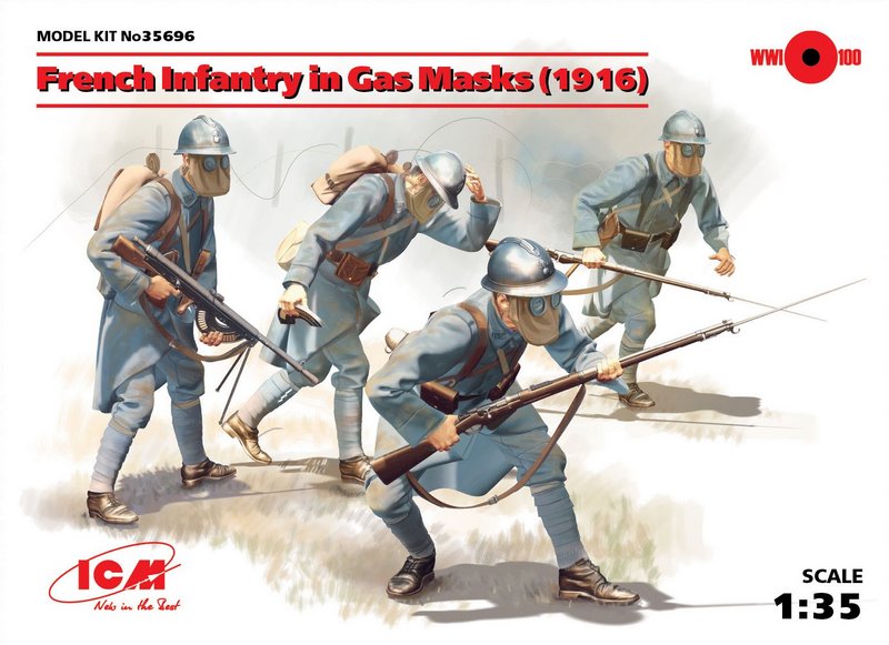 35696  фигуры  French Infantry in Gas Masks (1916)  (1:35)