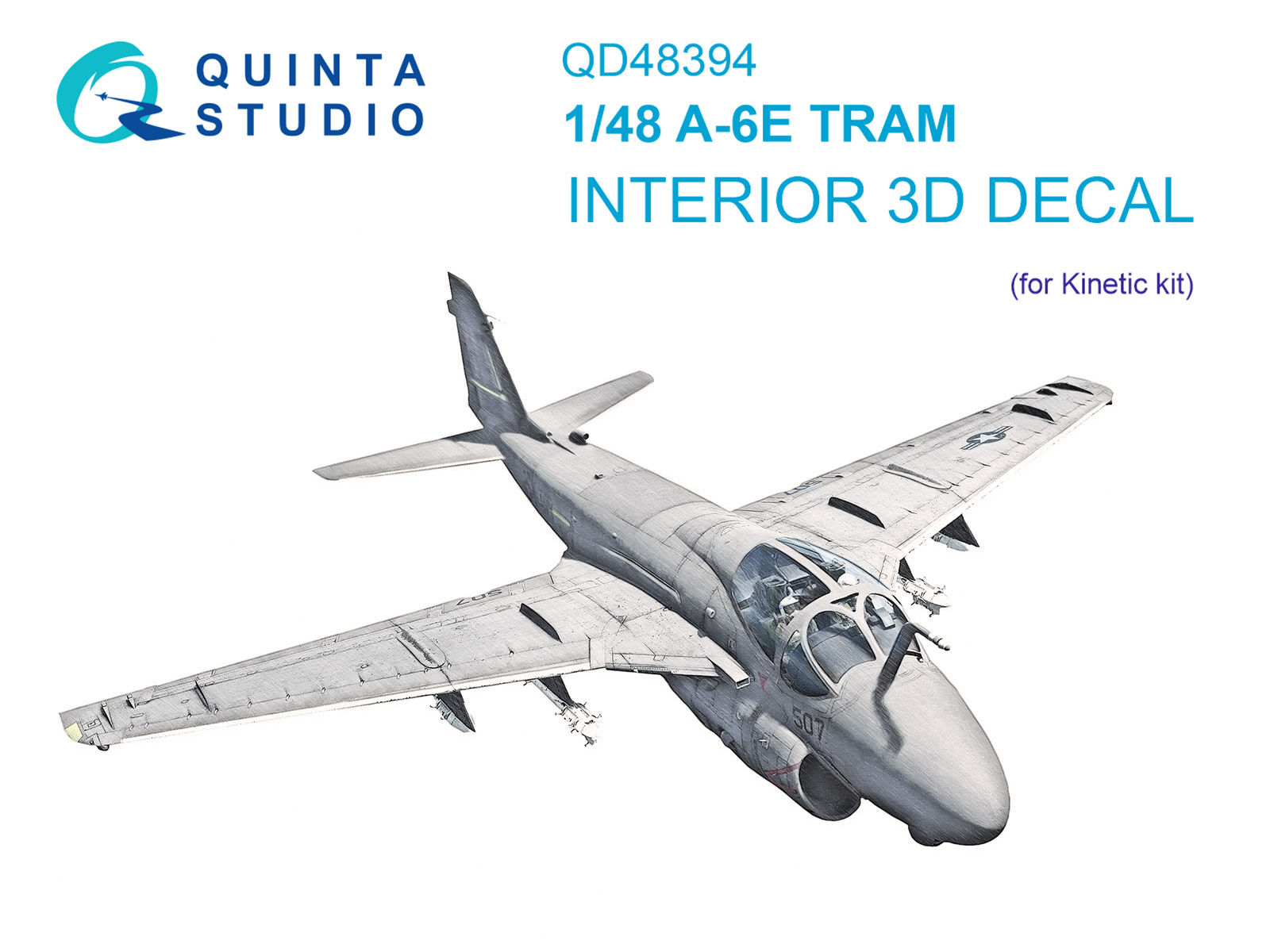 QD48394  декали  3D Декаль интерьера кабины A-6E TRAM (Kinetic)  (1:48)
