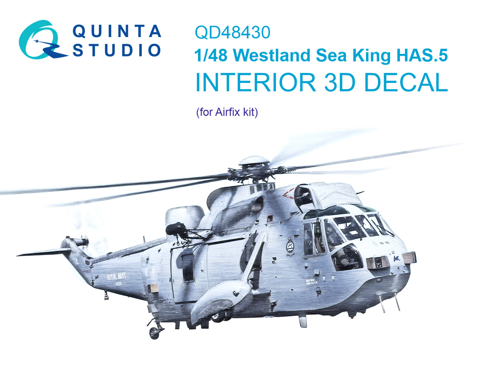 QD48430  декали   3D Декаль интерьера кабины Westland Sea King HAS.5 (Airfix)  (1:48)