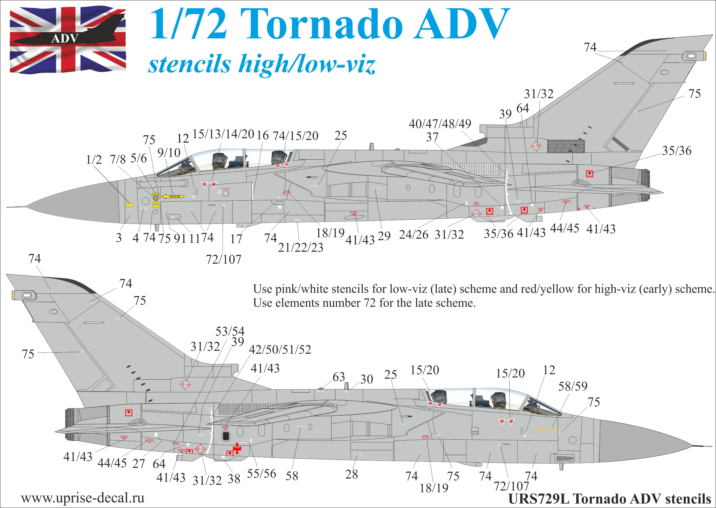 URS729L  декали  Tornado ADV stencils  (1:72)