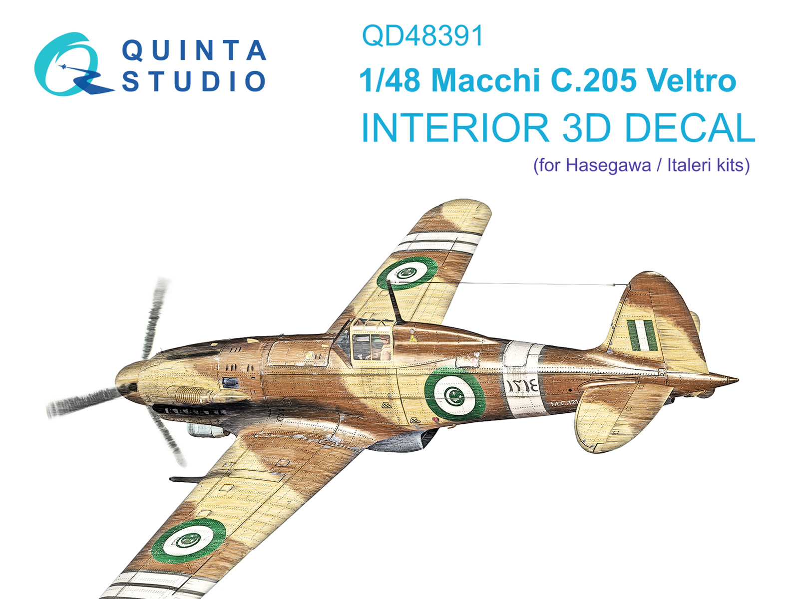 QD48391  декали  3D Декаль интерьера кабины Macchi C.205 Veltro (Hasegawa/Italeri)  (1:48)