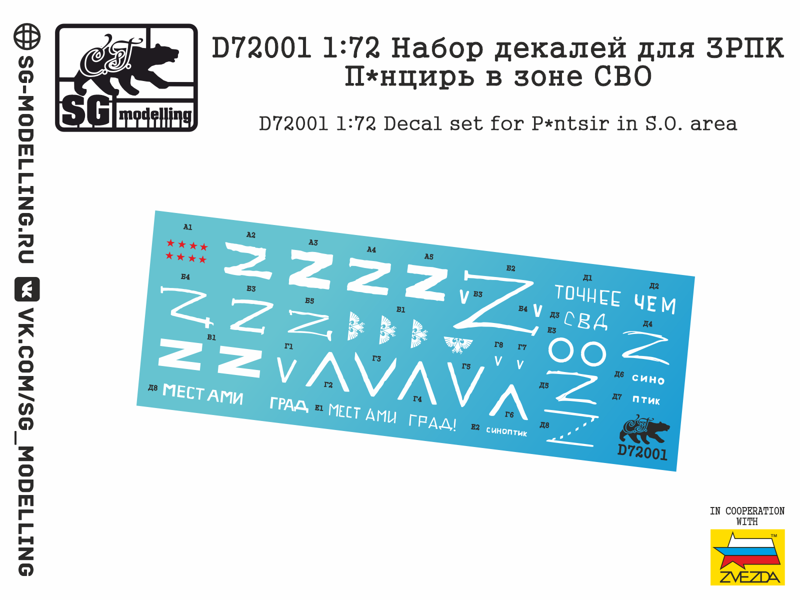 D72001  декали  Набор декалей для ЗРПК Панцирь в зоне СВО  (1:72)