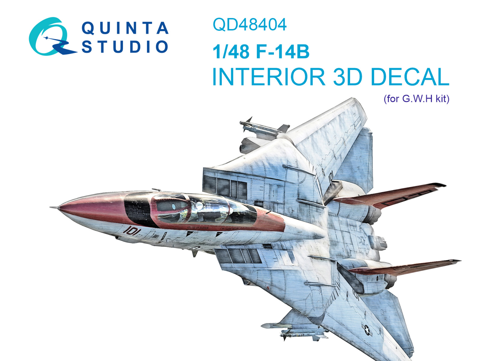 QD48404  декали  3D Декаль интерьера кабины F-14B (GWH)  (1:48)