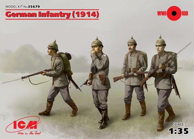 35679  фигуры  Германская пехота (1914г.) 4 фигуры  (1:35)