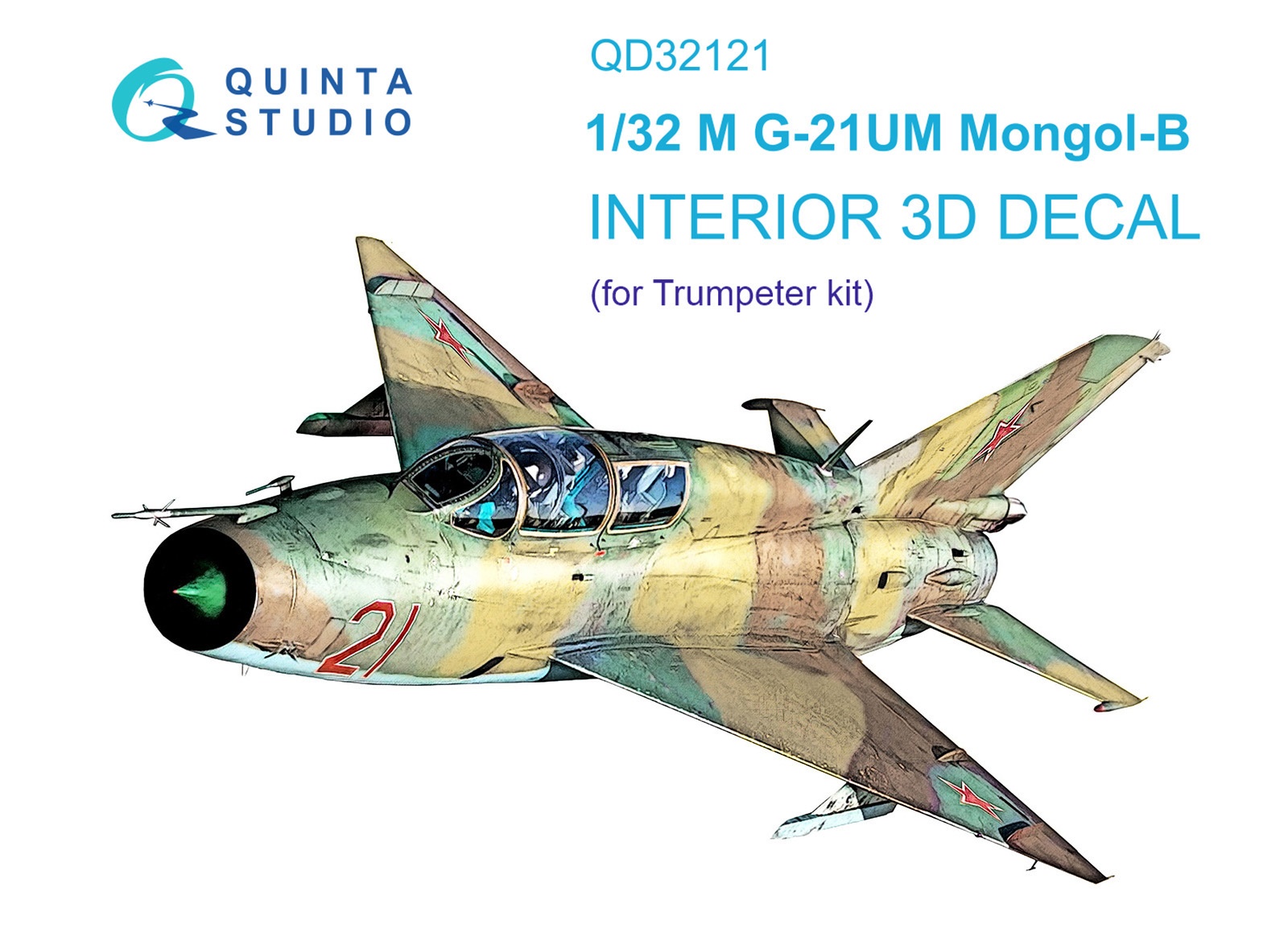 QD32121  декали  3D Декаль интерьера кабины МиГ-21УМ (Trumpeter)  (1:32)
