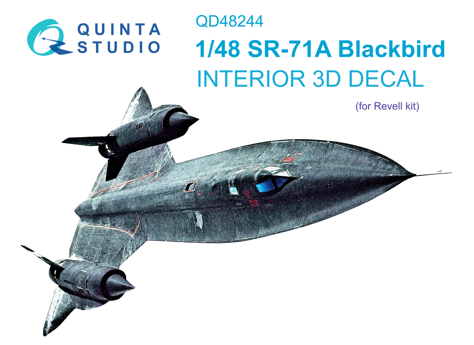 QD48244  декали  3D Декаль интерьера кабины SR-71A (Revell)  (1:48)