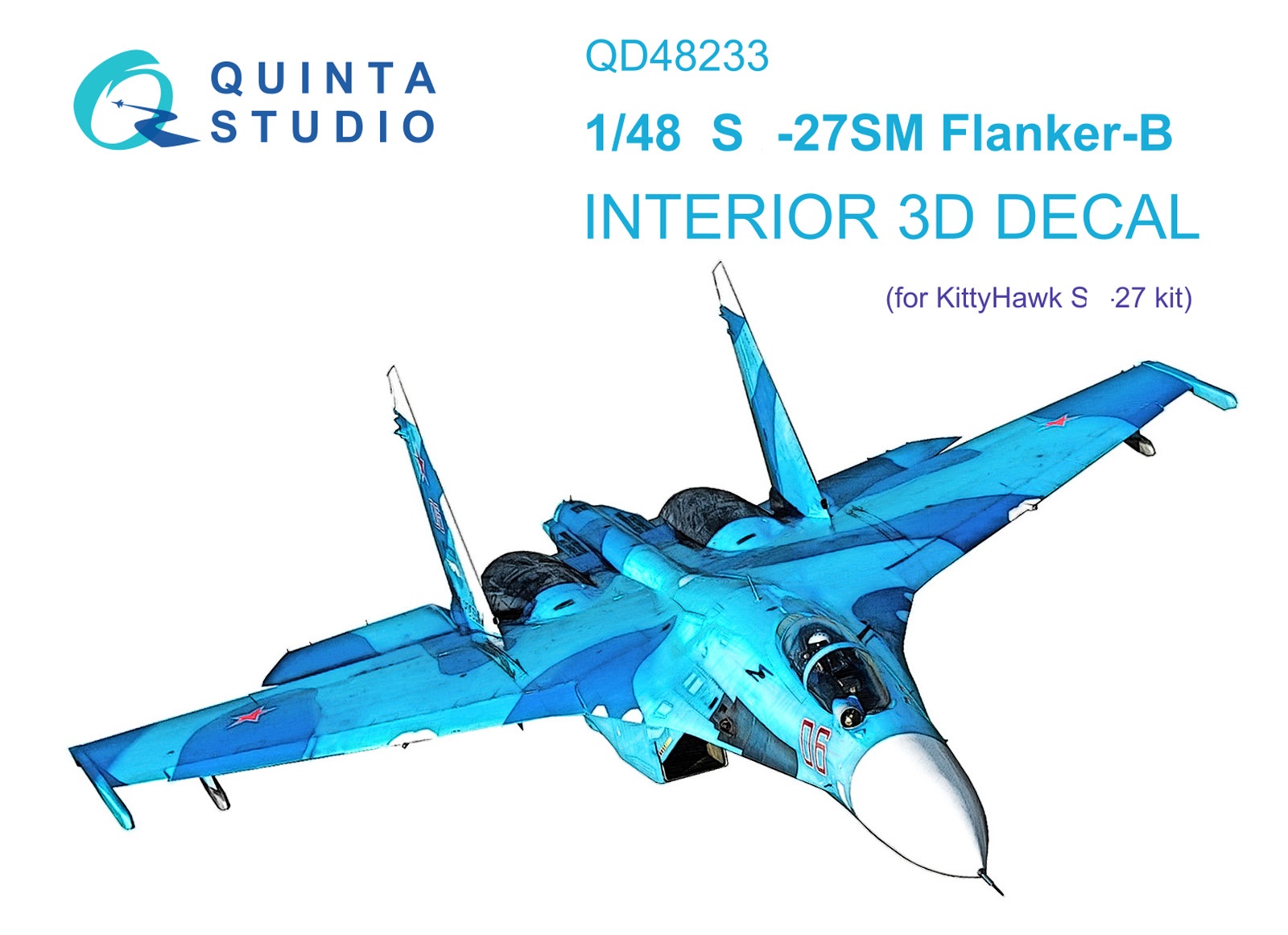 QD48233  декали  3D Декаль интерьера кабины Су-27СМ (KittyHawk)  (1:48)