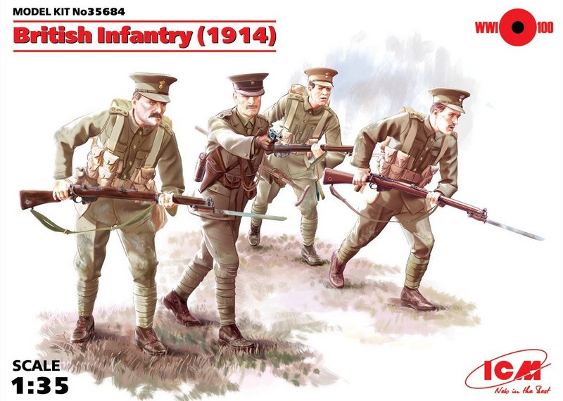 35684  фигуры  Британская пехота (1914) 4 фигуры  (1:35)