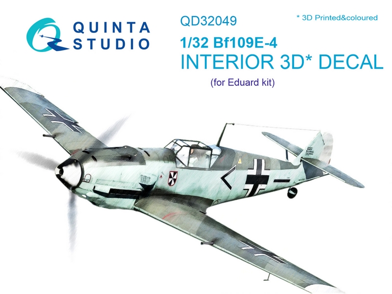 QD32049  декали  3D Декаль интерьера кабины Bf 109E-4 (для модели Eduard)  (1:32)