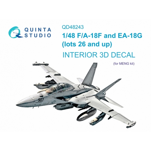 QD48243  декали  3D Декаль интерьера кабины  F/A-18F/EA-18G (MENG)  (1:48)