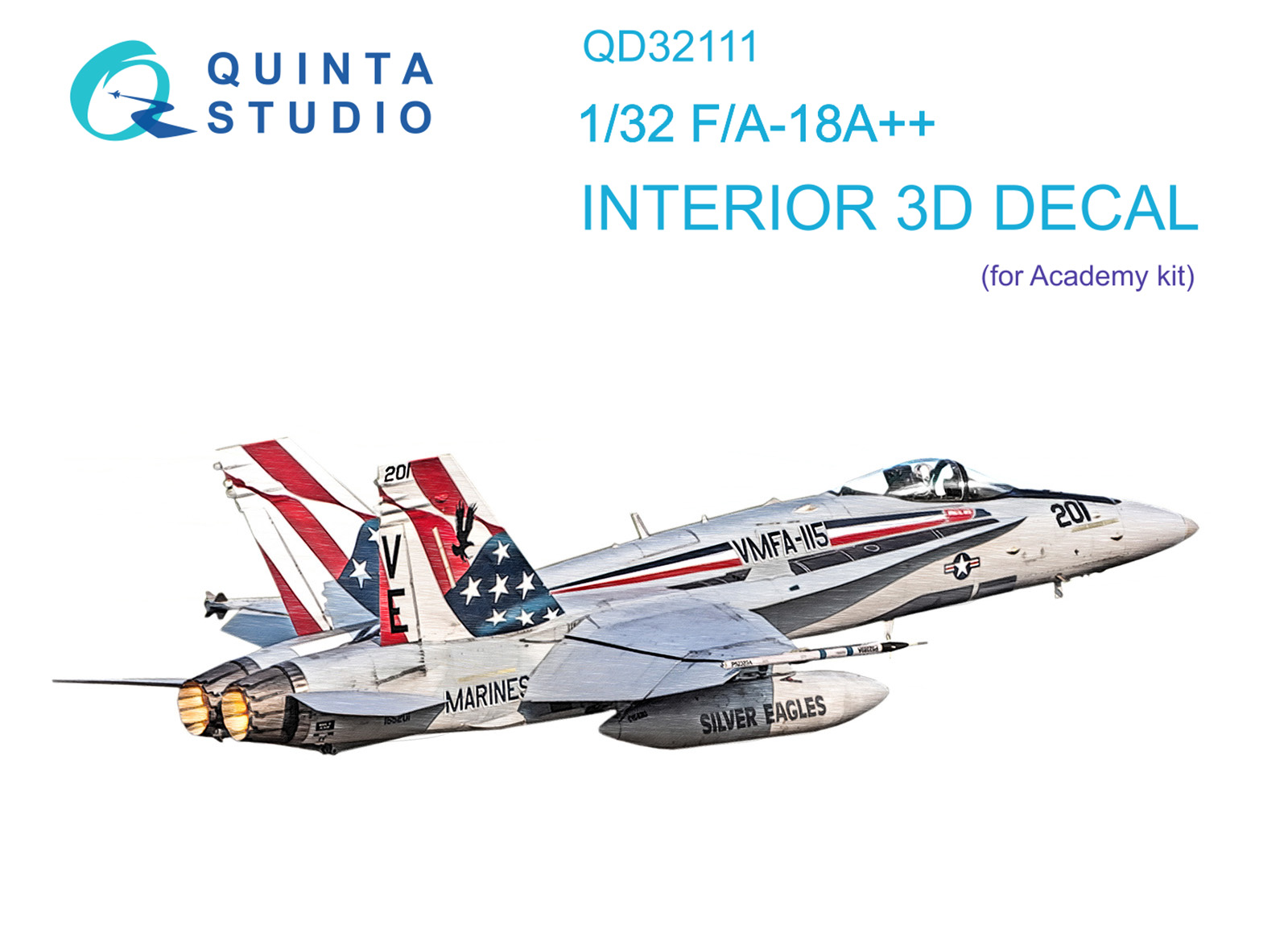 QD32111  декали  3D Декаль интерьера кабины F/A-18A++ (Academy)  (1:32)
