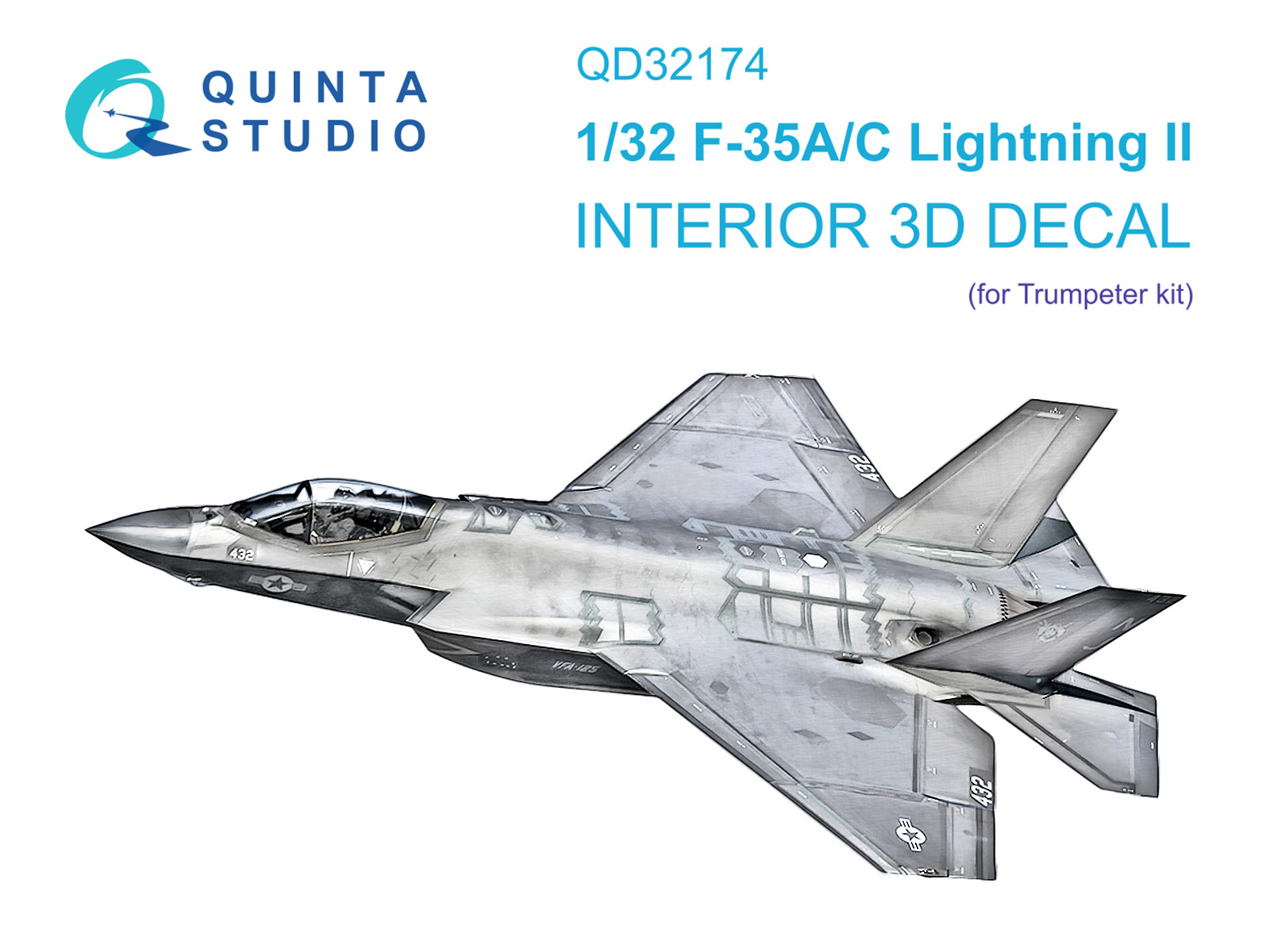 QD32174  декали 3D Декаль интерьера кабины  F-35A/C (Trumpeter)  (1:32)