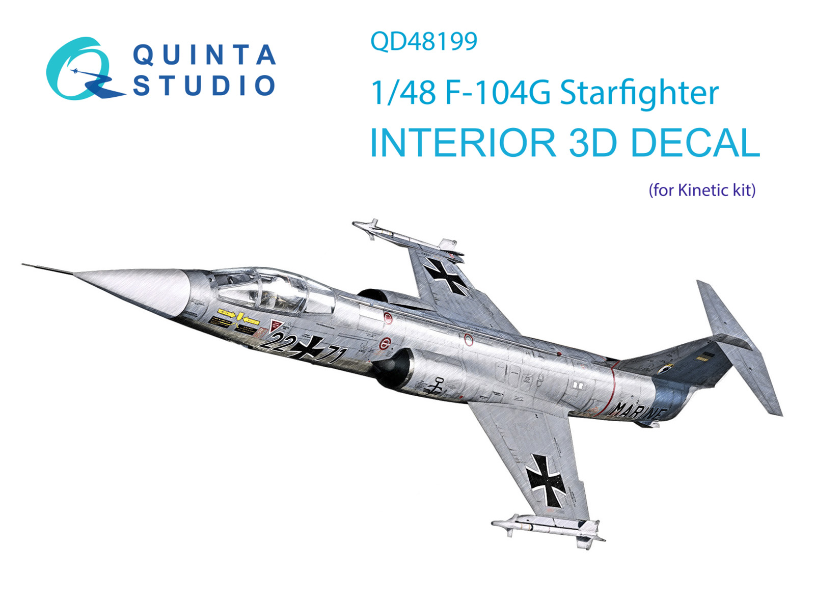 QD48199  декали  3D Декаль интерьера кабины F-104G (Kinetic)  (1:48)
